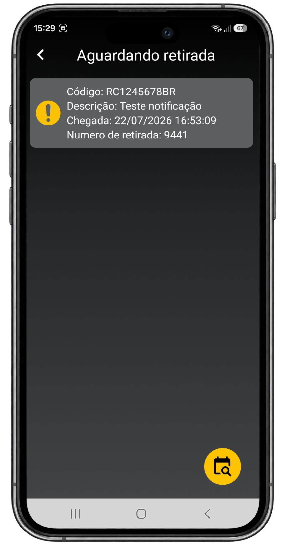 Tela de encomendas do app Portalina